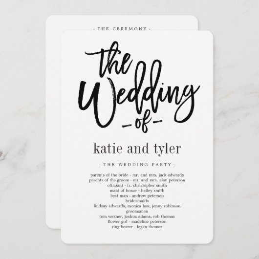 Programme de cérémonie de Mariage de charme brossé (Devant / Derrière)