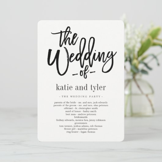 Programme de cérémonie de Mariage de charme brossé (Debout devant)