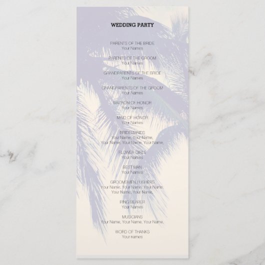 Programme de cérémonie de mariage de destination d (Dos)