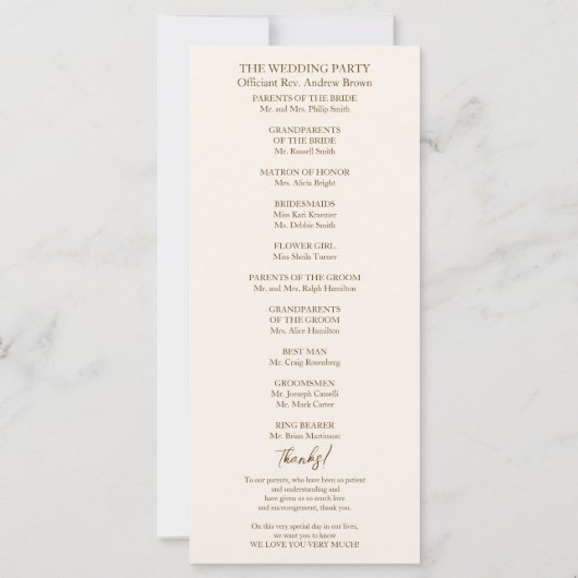 Programme de cérémonie de Mariage de monogramme de (Dos)