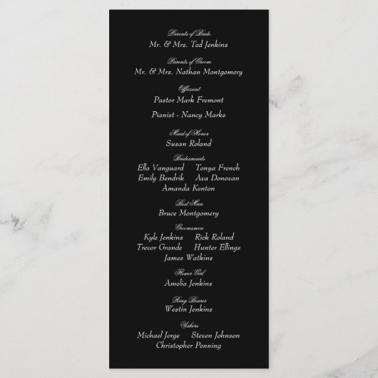 Programme de cérémonie de Mariage de Monogramme no (Dos)