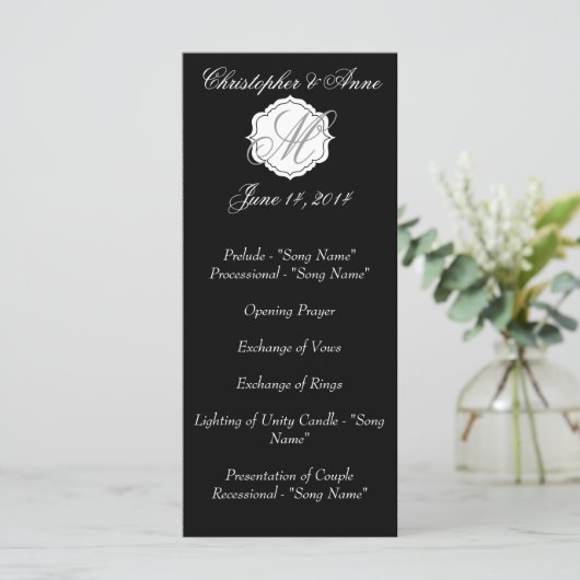 Programme de cérémonie de Mariage de Monogramme no (Debout devant)