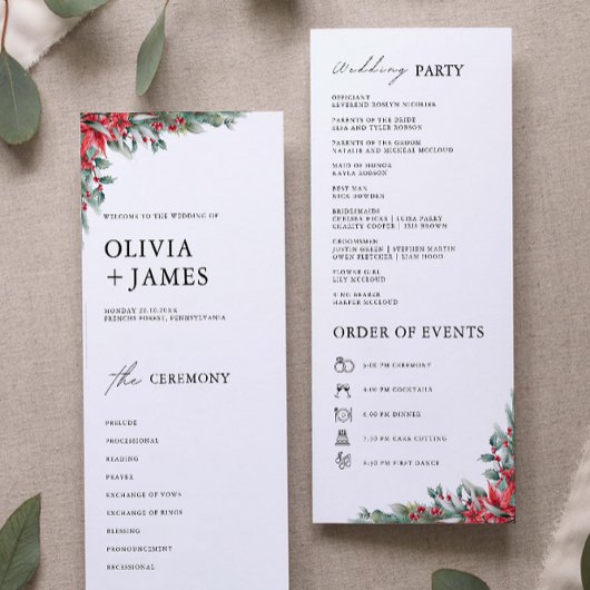 Programme de cérémonie de Mariage de Noël Modèle