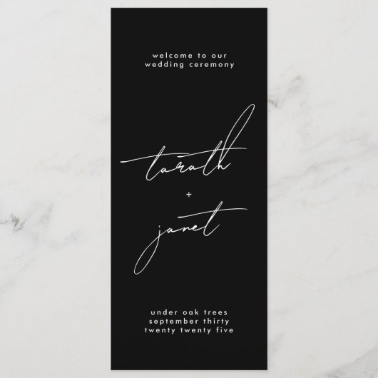 Programme de cérémonie de Mariage de noms personna (Devant)