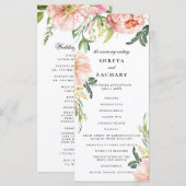 Programme de Cérémonie de Mariage de pivoine rose  (Devant / Derrière)