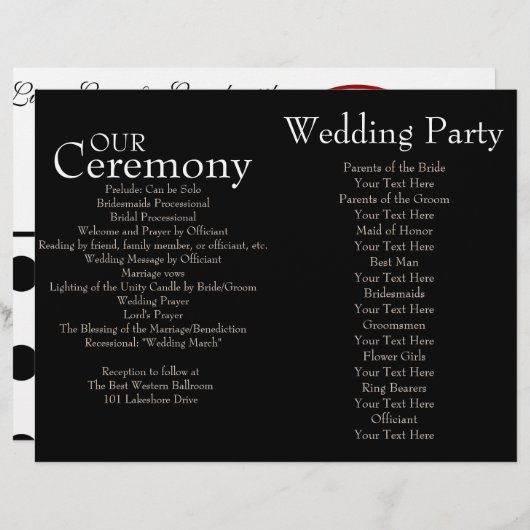 Programme de cérémonie de Mariage de points Polka  (Devant / Derrière)