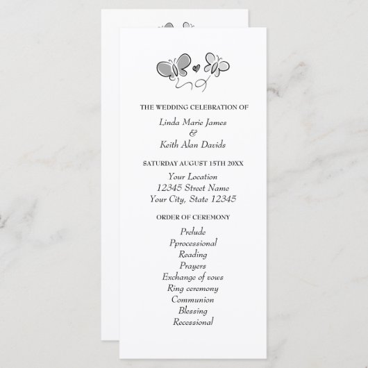 Programme de cérémonie de mariage de printemps à t (Devant / Derrière)