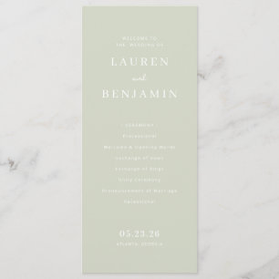 Programme de cérémonie de mariage de Sage élégant