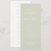 Programme de cérémonie de mariage de Sage élégant (Devant / Derrière)