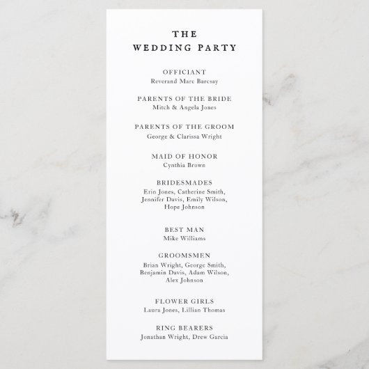 Programme de Cérémonie de Mariage d'Oranges d'agru (Dos)