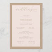 Programme de cérémonie de mariage élégant beige (Dos)