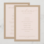 Programme de cérémonie de mariage élégant beige (Devant / Derrière)