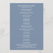 Programme de cérémonie de mariage élégant bleu pou (Dos)