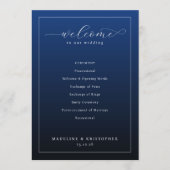 Programme de cérémonie de mariage élégant en marin (Devant)
