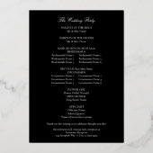 Programme de cérémonie de mariage élégant noir (Verso)