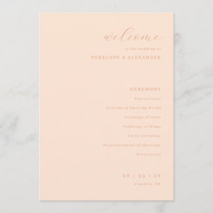 Programme de cérémonie de mariage Elegant Peach