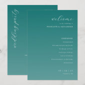 Programme de cérémonie de mariage élégant sarcelle (Devant / Derrière)