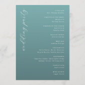 Programme de cérémonie de mariage élégant sarcelle (Dos)