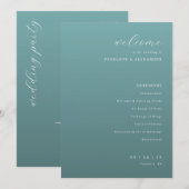 Programme de cérémonie de mariage élégant sarcelle (Devant / Derrière)