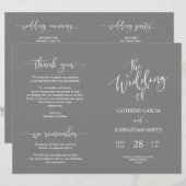 Programme de cérémonie de mariage, Élégant Script (Devant / Derrière)