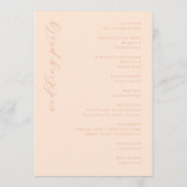 Programme de cérémonie de mariage Élégante Pêche (Dos)