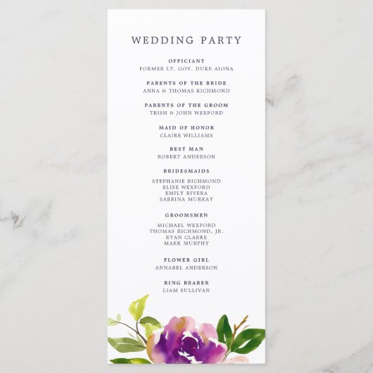 Programme de cérémonie de Mariage en flammes vives (Dos)