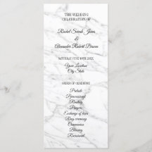 Programme de cérémonie de mariage en marbre blanc 