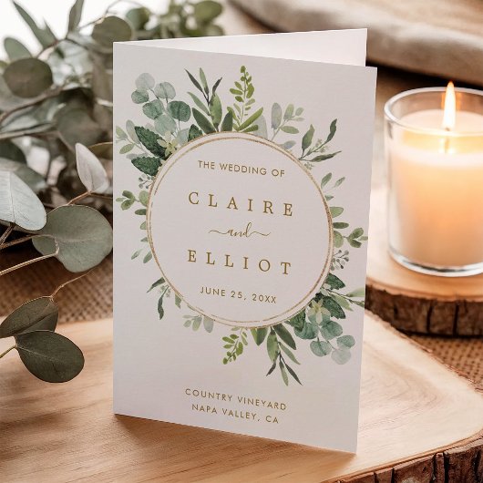 Programme de cérémonie de mariage en verdure botan