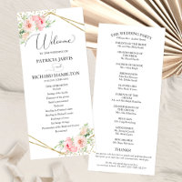 Programme de cérémonie de mariage floral 4x9 de bi