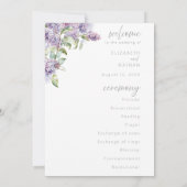 Programme de cérémonie de mariage floral aux lilas (Dos)