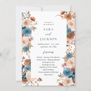 Programme de cérémonie de Mariage Floral Beige & D