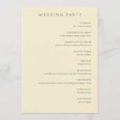Programme de cérémonie de mariage floral beige élé (Dos)