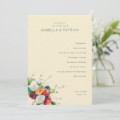 Programme de cérémonie de mariage floral beige élé (Debout devant)