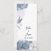 Programme de cérémonie de mariage floral bleu pous (Devant)