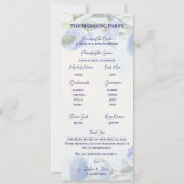 Programme de cérémonie de mariage floral bleu pous (Dos)