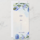 Programme de cérémonie de mariage floral bleu pous (Devant)