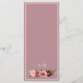 Programme de cérémonie de mariage floral bordeaux (Dos)