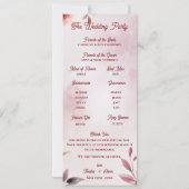 Programme de cérémonie de mariage floral botanique (Dos)