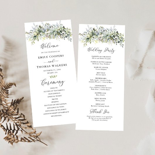 Programme de Cérémonie de Mariage Floral de verdur