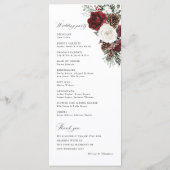 Programme de cérémonie de mariage floral d'hiver e (Dos)