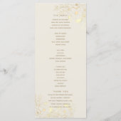 Programme de cérémonie de mariage floral en or et  (Dos)