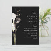 Programme de cérémonie de mariage floral noir et b (Debout devant)