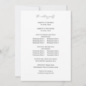 Programme de cérémonie de mariage floral noir et b (Dos)