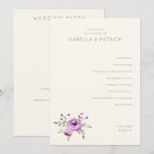 Programme de cérémonie de mariage floral pastel él (Devant / Derrière)