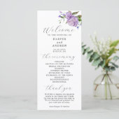 Programme de cérémonie de Mariage floral pourpre (Debout devant)