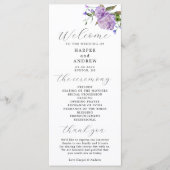 Programme de cérémonie de Mariage floral pourpre (Devant)