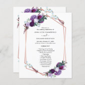 Programme de cérémonie de Mariage floral pourpre (Devant / Derrière)