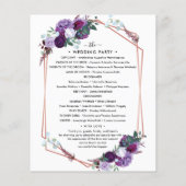 Programme de cérémonie de Mariage floral pourpre (Dos)