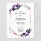 Programme de cérémonie de Mariage floral pourpre (Devant)