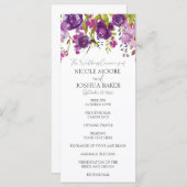 Programme de cérémonie de mariage floral pourpre (Devant / Derrière)